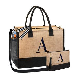 Teacher Areciation Gifts Monogrammed Tote Bags With 2 Pouch Beach Bag :3
